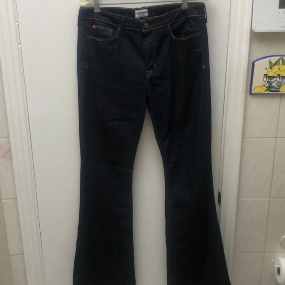 Hudson Jeans Marisa Flare Mid rise Flare Trouser wide leg Size 31 Dark Wash Blue - Picture 2 of 14